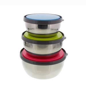 MIINOX Ensemble de 5 bols classiques écologiques en acier inoxydable avec couvercles en plastique - Product Image 2
