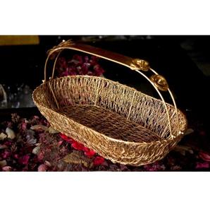 Panier de fleurs en maille domestique de haute qualité panier de service de fruits perlés en fil métallique avec poignée panier en maille métallique avec poignée - Product Image 1