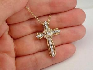 925 <b>Silver</b> Rose Gold Plated Round Cut Women's Gorgeous Moissanite Diamond <b>Cross</b> <b>Pendant</b>-Gift - Product Image 2