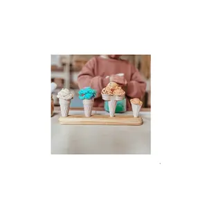 शीर्ष गुणवत्ता वाली लकड़ी आइसक्रीम शंकु धारक खड़े टेबलटॉप स्पष्ट आइसक्रीम धारक खड़े टेबलटॉप स्पष्ट आइसक्रीम धारक