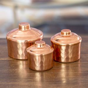 Modern Copper <b>Canister</b> <b>Set</b> With Polished Exterior And Durable Construction Perfect For <b>Tea</b> Coffee Sugar And Dry Food Storage - Product Image 2