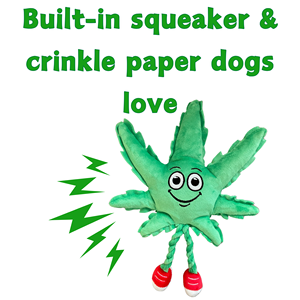 PAW:20 MJ, le jouet pour chien et peluche pour adulte, mignon, couineur, en forme de feuille de cannabis, modèle de parodie, pour décoration d'étagère - Product Image 4