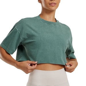 Camiseta Holgada para Mujer al por Mayor, Top Corto para Entrenamiento, 100% Algodón, Cómoda, Elegante, Transpirable, Diseño Oversize - Product Image 1