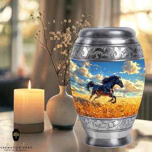 Urna de cremación de aluminio hecha a mano Acabado recubierto de Meena en grande (220 pulgadas cúbicas) Recuerdo (3 pulgadas cúbicas) Tamaños Urnas de cremación personalizadas - Product Image 6