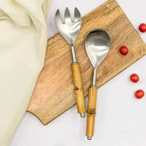 ชุดช้อนส้อมมีด้ามจับทำจากโลหะสวยงามและไม้ด้ามยาวทำจากสเตนเลสสตีลราคาไม่แพง - Product Image 4