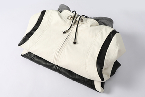 Veste de motard automne hiver pour hommes avec col montant manteau à capuche en cuir PU de haute qualité broderie de Logo personnalisé pour la moto - Product Image 3
