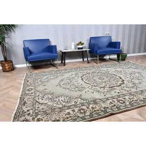 Turkish Rug, 5.9x9.1 ft Vintage Rug, <b>Brown</b> Gray Camouflage <b>Wool</b> Rug - Product Image 3