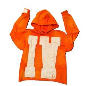 Sweat à capuche zippé intégral personnalisé pour homme en molleton épais, style streetwear, avec broderie transfert effet vieilli, strass et logo en strass, pour l'hiver - Product Image 2