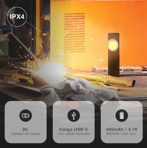 Mini Lampada da Lavoro LED 5W 500Lm Alimentata Tramite USB Copertura 40m Nera (GSC 201815012) - Product Image 5