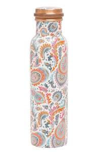 1000 ml White <b>Water</b> Copper <b>Bottle</b> for Yoga Gym Enameled Flower Leaf Design Leak Proof Drinkware for Boiling <b>Water</b> - Product Image 6