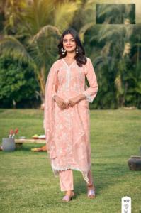 Nuevo conjunto de algodón Premium 60*60 bordado pesado y Organza Dupatta Kurtis para fiestas colección de verano - Product Image 6