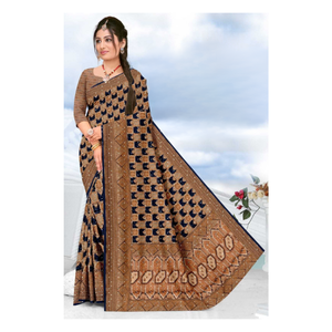 Saree de gasa de organza bordado a la moda con borde festoneado terminado Perfecto para envíos globales y colecciones de boutique - Product Image 6