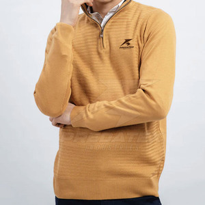 Cómodo suéter con cremallera de cuarto de mezcla de algodón de alta calidad y transpirable para ropa informal - Product Image 1