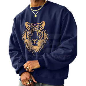 Sudadera de gran tamaño para hombre, jersey de cuello redondo de lana cálida con diseño minimalista, perfecto para trajes de calle de invierno - Product Image 4