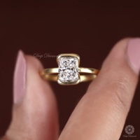 Bague de fiançailles en diamant de laboratoire taille Radiant, or 14K, sertie demi-cerclée, solitaire 1,75 carat, minimaliste et délicate, certifiée IGI, pour demande en mariage