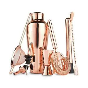 Attractive Design Copper Plating Bar Tools Set Drink Mixing Cocktail Shaker Kit Use For Restaurant And Home Bar In Bulk