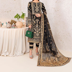 Vestido de boda bordado de terciopelo, estilo indio, paquistaní, Kameez Salwar, colección de lujo, gran oferta, 2023 - Product Image 1