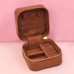 Velvet Travel Jewelry <b>Box</b>, <b>Brown</b> Suede Jewelry <b>Box</b>, Portable Jewelry Case, Customizable Jewelry <b>Box</b>, Small Jewelry <b>Box</b> Organizer - Product Image 2