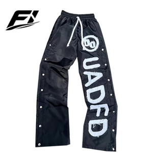 Custom Plus Size Waterproof <b>Canvas</b> Jogger men's pants Distressed Embroidery Breathable Drawstring Windbreaker Y2K Fashion USA - Product Image 1