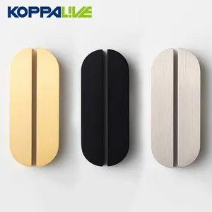 Koppalive 황동 반 둥근 달 캐비닛 도어 서랍 당겨 핸들 블랙 브러시 니켈 반 원형 찬장 핸들