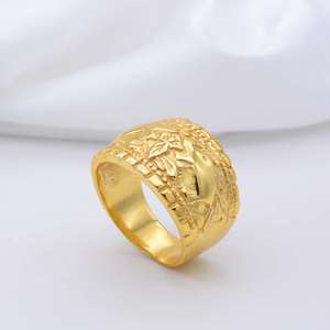 <b>Elephant</b> Tribal Brass Ring 18k Gold Plated Texture Band Wholesale Women Ring - Product Image 4