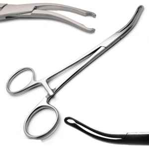 Fórceps de trinquete curvo quirúrgico Premium de 16 cm, instrumentos ortopédicos de sujeción de hueso de acero inoxidable, fuente de alimentación Manual - Product Image 1