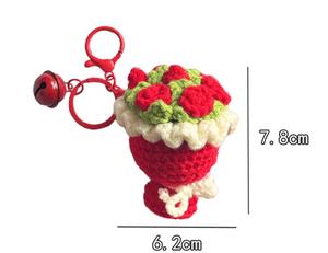 Creative Handmade Crocheted <b>Keychain</b> Pendant Gift with a Rose in Hand - Product Image 4