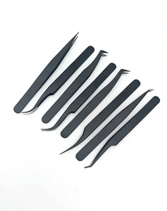 Pince à cils à pointe de fibre de logo imprimé 45 75 pince à épiler à 90 degrés pince à épiler d'extension de cils de marque privée personnalisée - Product Image 2