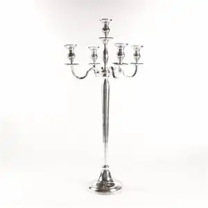 Hot Selling Best Quality Vintage <b>Tall</b> Size Metal Aluminum 5 Arm Candelabra Silver Finished for Wedding <b>Table</b> Decorate Home Deco - Product Image 1