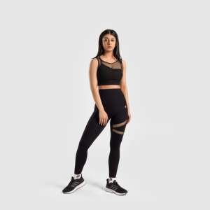 Leggings Deportivos de Cintura Alta con Compresión, Talla XL, para Yoga, con Nailon y Spandex, Material Estampado Negro, para Deporte y Yoga - Product Image 4