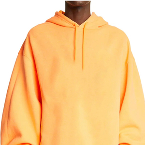 <b>Men's</b> Oversized Zip-Up Hooded Fleece <b>Sweatshirt</b> Solid <b>Orange</b> Regular Fit Autumn Streetwear Long Sleeve 100% Cotton Hoodie - Product Image 2