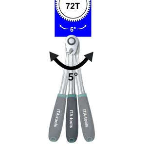 Llave de Trinquete de Liberación Rápida de 1/4\", 3/8\", 1/2\", 72 Dientes, 2K - Product Image 5