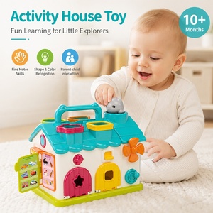 Jouet éducatif interactif 6-en-1 pour bébé et tout-petit, avec tri de formes musicales, motricité <span class=keywords><strong>fine</strong></span>, en ABS, activité Montessori, maison d'activités - Product Image 1
