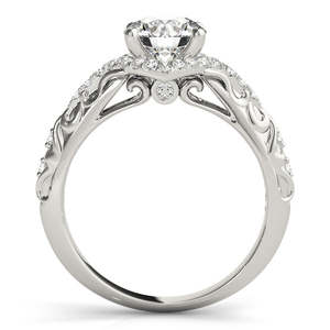Anillo de Compromiso de Oro Blanco de 14K con Diamantes, Diseño de Espiral Estilo Antiguo con Diamantes de 1.17ct - Product Image 1