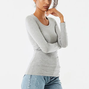 Camisetas de Manga Larga Casuales para Mujer, Mezcla de Poliéster/Algodón, con Impresión de Logotipo Personalizado, Etiqueta Privada, Tu Propio Diseño - Product Image 3