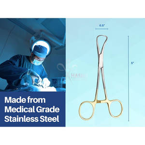 Pinza de Toalla de Acero Inoxidable, Pinzas Backhaus Chapadas en Oro de 5 Pulgadas, Mecanismo de Bloqueo Seguro Quirúrgico, Certificación CE para - Product Image 5