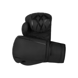 Gants de boxe noirs en PU à doigts entiers avec fermeture Velcro pour adultes de 14 ans et plus, unisexe, pour arts martiaux - Product Image 2