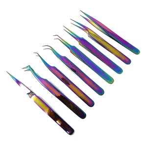 Pinzas profesionales para extensión de pestañas de 90 y 45 grados, pinzas para pestañas de volumen de acero inoxidable, puntas de fibra, pestañas Nano Grip - Product Image 2