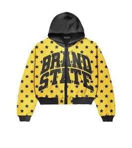 Sweat-shirts pour hommes de haute qualité en coton 100% surdimensionnés, lavés à l'acide, sérigraphiés, avec des strass brodés vintage personnalisés - Product Image 3