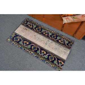 Alfombra Turca Vintage Pequeña de 1.8x3 pies, Alfombra de Lana Azul Verde Estilo Suroeste - Product Image 3