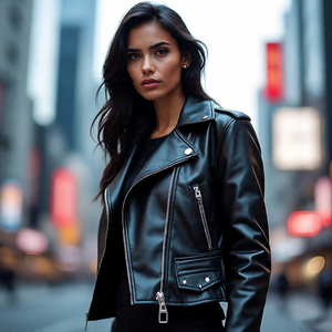 Vestes en cuir à la mode pour femmes Manteau en cuir rembourré à col montant et à manches longues Streetwear pour femmes Veste en cuir PU pour femmes - Product Image 5