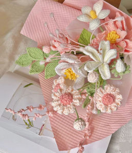 Nouveau bouquet mignon pour cadeaux, bouquet mixte fini, fleurs au crochet faites à la main, bouquet de fleurs tricotées pour mariage et décoration intérieure - Product Image 4