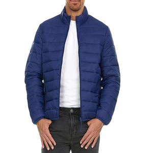 Winter Regular Fit Warm Stand Collar Solid Color Casual Breathable Zipper Men's Lightweight Polyester Padded Hooded <b>Jacket</b> - Product Image 2