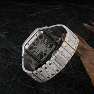 Buss Down Reloj de pulsera de lujo de acero inoxidable Dial cuadrado Pass Diamond Tester Iced Out VVS Moissanite Diamond Watch para hombres - Product Image 4