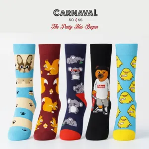 5-Pack Cute Animal Patterned <b>Sock</b> Set Breathable Warm 100% Cotton One Size Ankle Length Women Colorful <b>Boxed</b> Daily - Product Image 2
