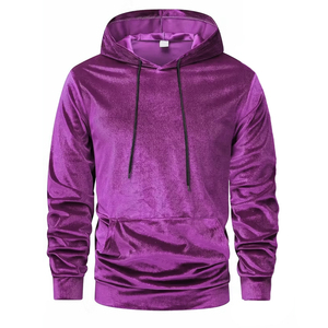 Service OEM Sweats à capuche en velours pour hommes avec poche couleur marron Coupe ajustée Grande taille Street Wear Sweats à capuche pour garçon - Product Image 1