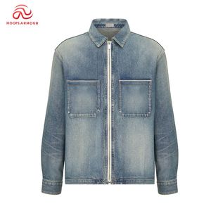 Conception personnalisée OEM haute qualité 100% coton Vintage étiquette lavée broderie hommes fermeture éclair veste en jean pour hommes - Product Image 1