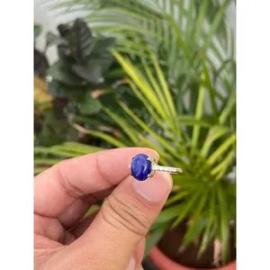 Lapis Lazuli Geometric Pattern Gemstone Ring 925 Sterling Silver Handmade Jewelry Wholesale Supplier - Product Image 3