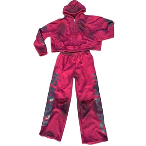 ชุดวอร์มพิมพ์ลายแบบกำหนดเอง ผ้าระบายอากาศสำหรับฤดูหนาว ขนาดใหญ่พิเศษ 480GSM ผ้าฝ้าย 100% เสื้อฮู้ดโอเวอร์ไซส์ กางเกงขายาวทรงบาน - Product Image 1