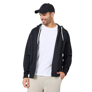 เสื้อฮู้ดมีซิปสำหรับผู้ชายผ้าฝ้าย100% มีสไตล์คอลเลกชั่นระบายอากาศได้ดีย้อมสีล้วนออกแบบโลโก้ได้ตามต้องการ - Product Image 1